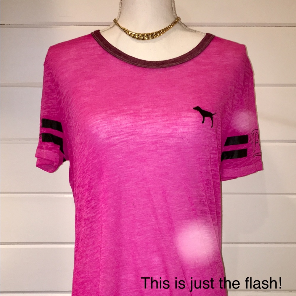 PINK sheer dog tee